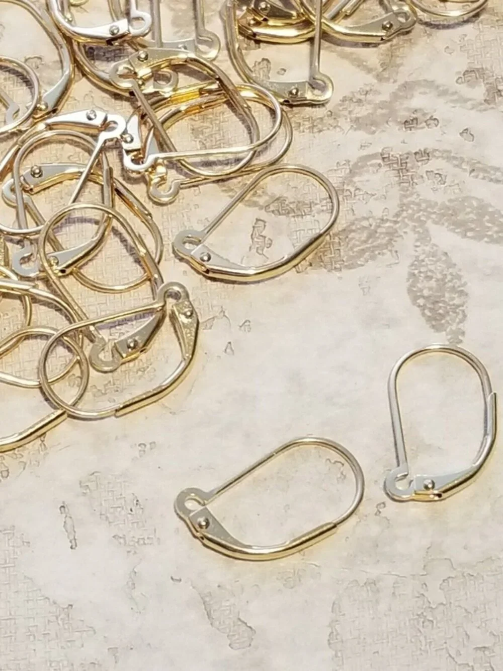 Gold 14K Plated Open Half Loop Leverback Earwires Earring Hooks Findings 10 pcs